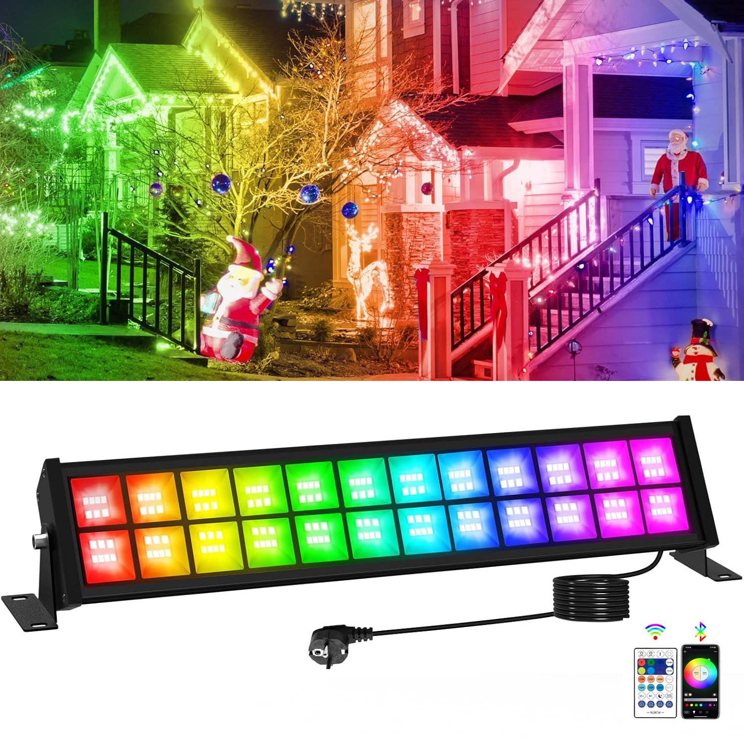 Outdoor Lighting Uk - ไฟสปอตไลท์ LED RGB 50/72W พร้อมรีโมทคอนโทรล เปลี่ยนสีได้อัจฉริยะ