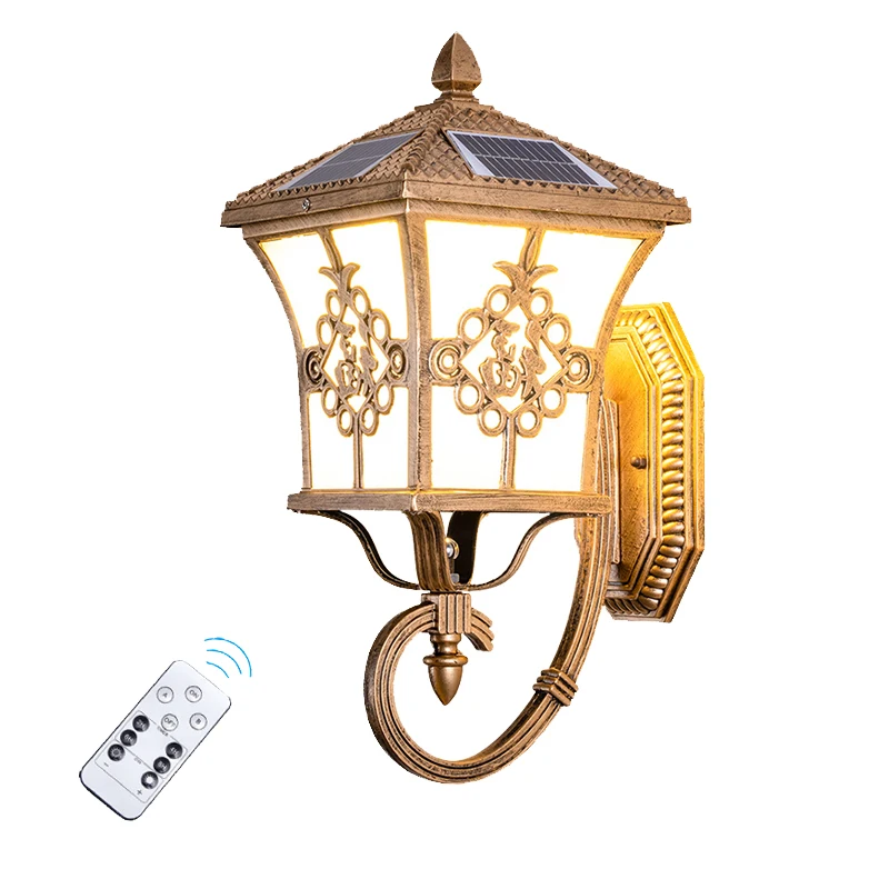 Outdoor Lighting Waterproof - โคมไฟพลังงานแสงอาทิตย์สไตล์ยุโรปสำหรับใช้ภายนอกอาคาร เหมาะสำหรับทางเข้าบ้าน ผนัง กำแพงสวน วิลล่า และลานบ้าน