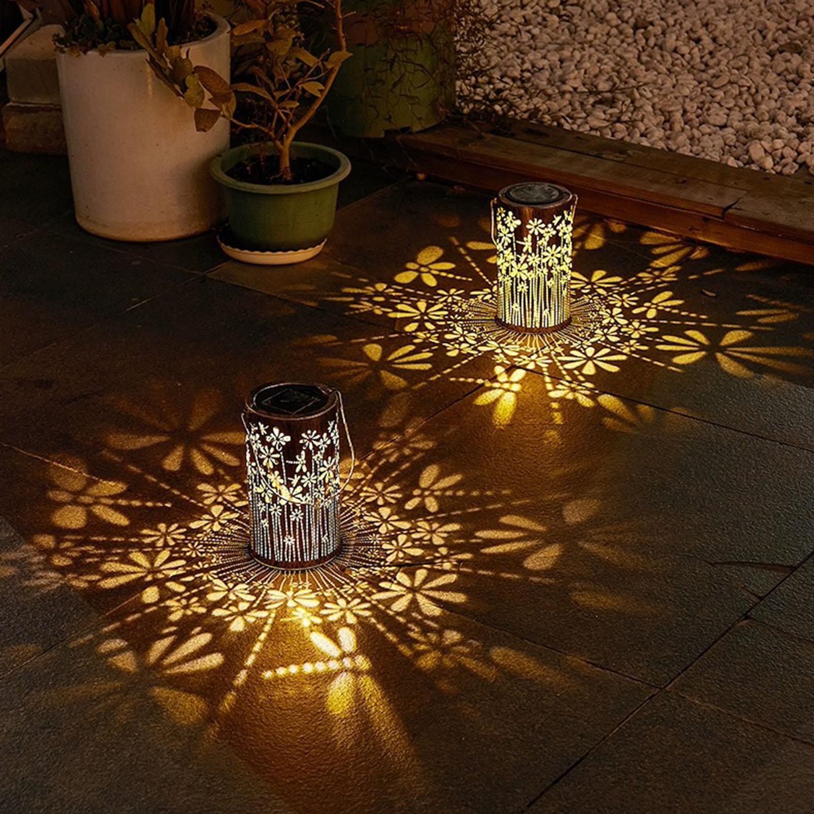 Outdoor Lighting Pathway - โคมไฟพลังงานแสงอาทิตย์ โคมไฟดอกไม้โลหะหลากสี ไฟพลังงานแสงอาทิตย์สำหรับทางเดินกลางแจ้ง สำหรับสนามหญ้า ทางเดินภายนอก ภูมิทัศน์