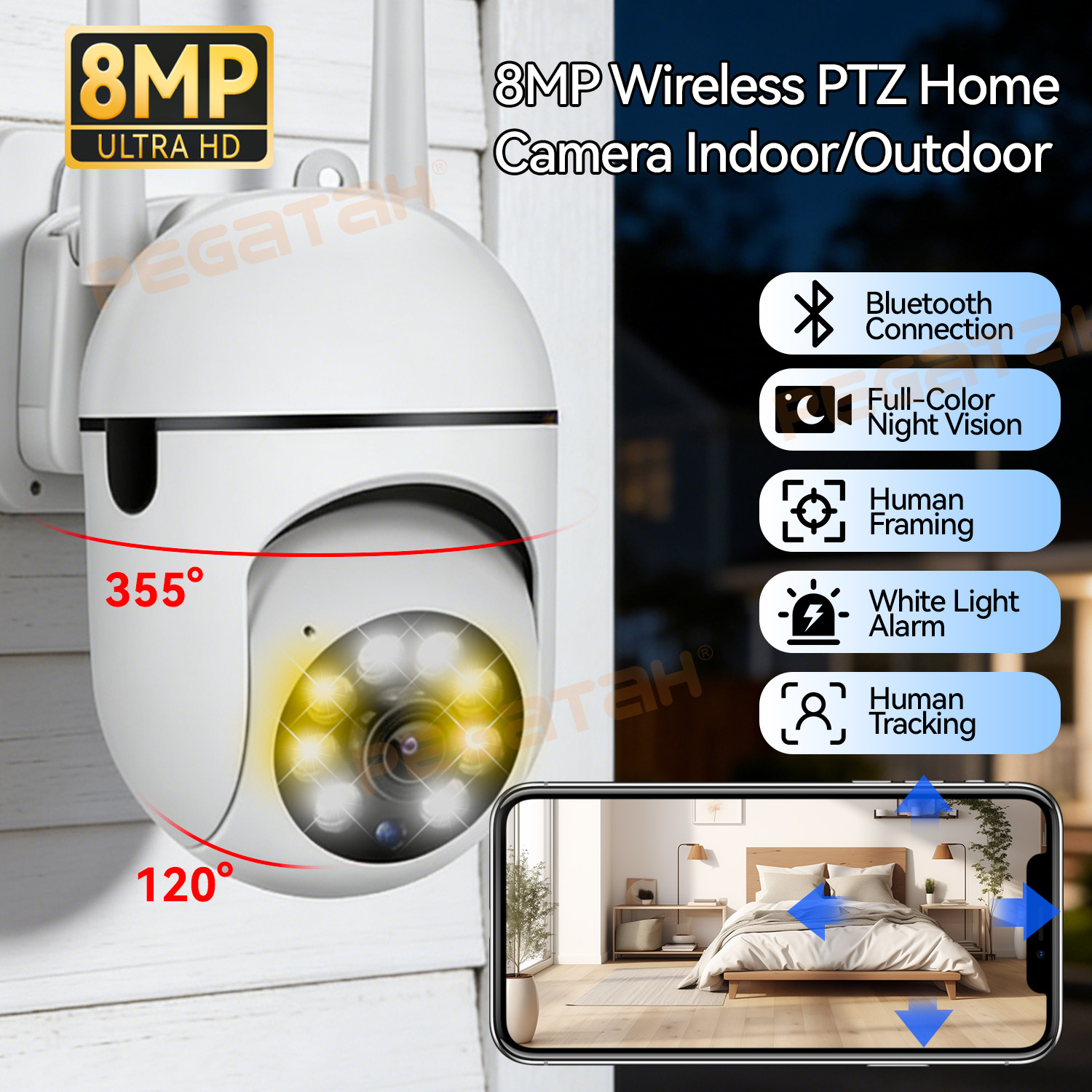 กล้องวงจรปิด IP 8MP 2.4G Wifi  - Outdoor Lighting Track บทวิจารณ์และราคา